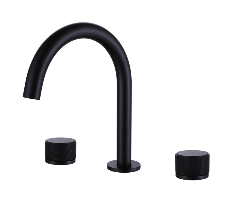 3 Holes Widespread Black Bathroom Faucet Two Handles Basin Sink Mixer Tap