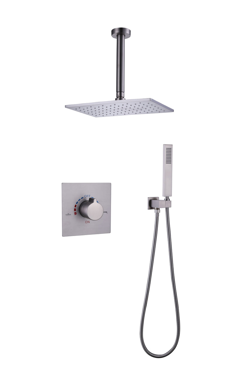 Concealed Ceiling Mounted Single Handle Matte Black Shower Faucet Set