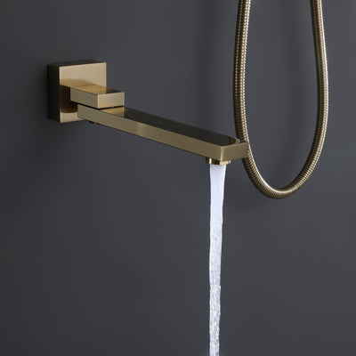 Wall Mounted Shower System with Tub Spout and HandHeld Shower