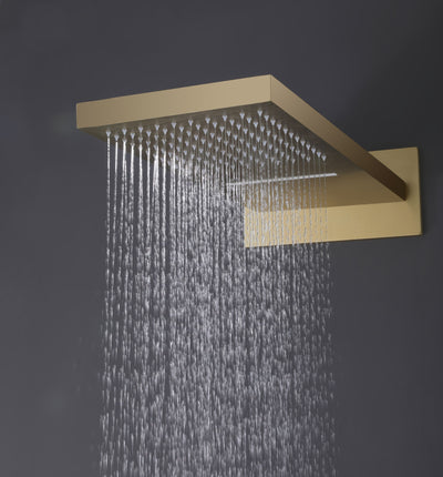 Wall Mounted Golden 3 Handle Thermostatic Shower System With 3 Body Jets