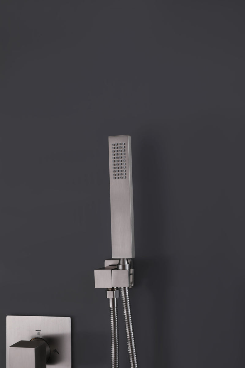 Wall Mounted Golden 3 Handle Thermostatic Shower System With 3 Body Jets