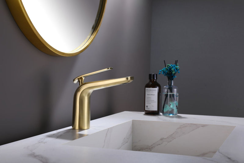 Single Handle One Hole Brass Vanity Sink Faucet With Round Spout