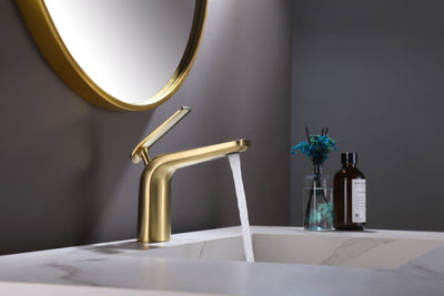 Single Handle One Hole Brass Vanity Sink Faucet With Round Spout