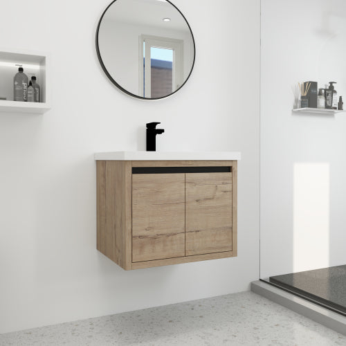 24 Inch Bathroom Cabinet With Sink,Soft Close Doors,Float Mounting Design For Small Bathroom