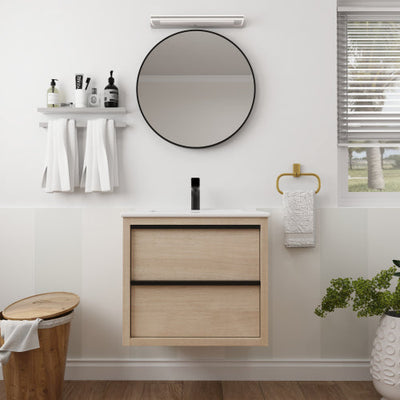 24inch Bathroom Vanity with 2 Soft Close drawers, White Ceramic Basin