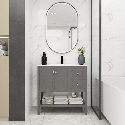 36 inch Bathroom Vanity With Soft Close Drawers and Gel Basin