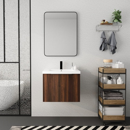 24 Inch Bathroom Cabinet With Sink,Soft Close Doors,Float Mounting Design For Small Bathroom