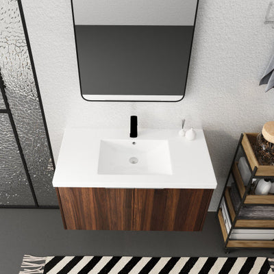 36 Inch Modern Design Float Mounting Bathroom Vanity With Sink Soft Close Door