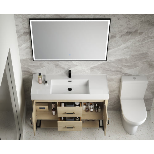 30 Inch Bathroom Vanity With White Ceramic Basin and Adjust Open Shelf