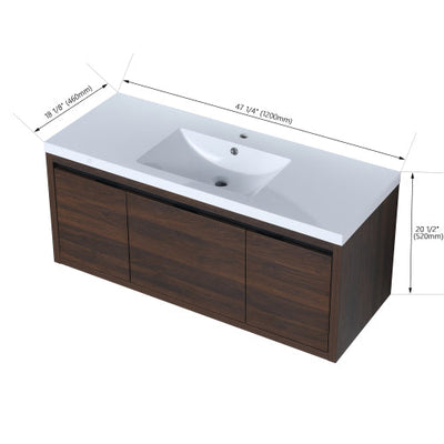 48 Inch Bathroom Cabinet With Sink,Soft Close Doors and Drawer,Float Mounting Design