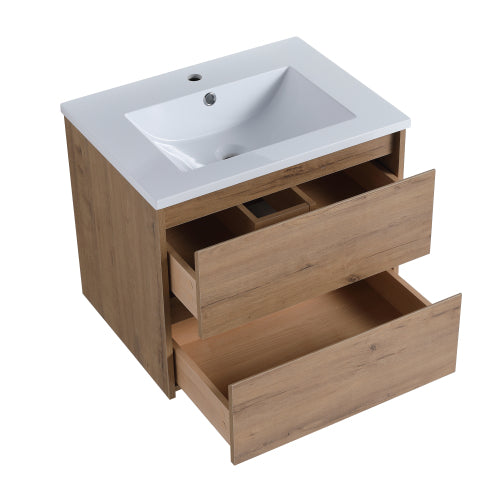 24 inch Bathroom Vanity with Ceramic Sink and 2/3 Soft Close drawers