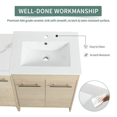 36 Inch Bathroom Cabinet With Sink, Soft Close Doors