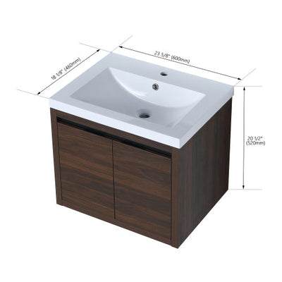 24 Inch Bathroom Cabinet With Sink,Soft Close Doors,Float Mounting Design For Small Bathroom