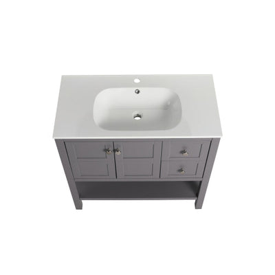 36 inch Bathroom Vanity With Soft Close Drawers and Gel Basin