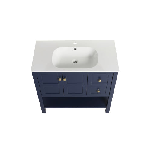 36 inch Bathroom Vanity With Soft Close Drawers and Gel Basin