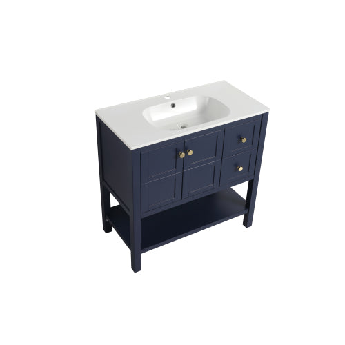 36 inch Bathroom Vanity With Soft Close Drawers and Gel Basin