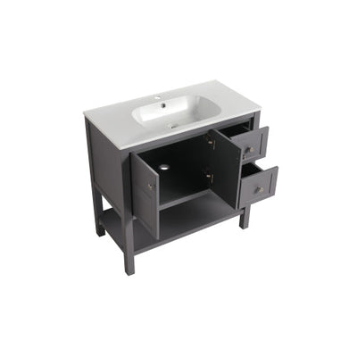 36 inch Bathroom Vanity With Soft Close Drawers and Gel Basin