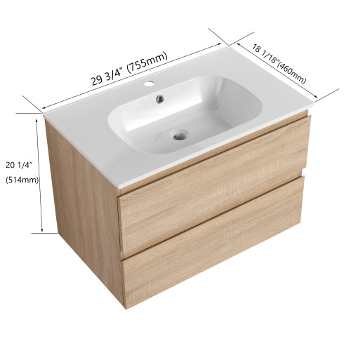 30inch Bathroom Vanity With Gel Basin Top