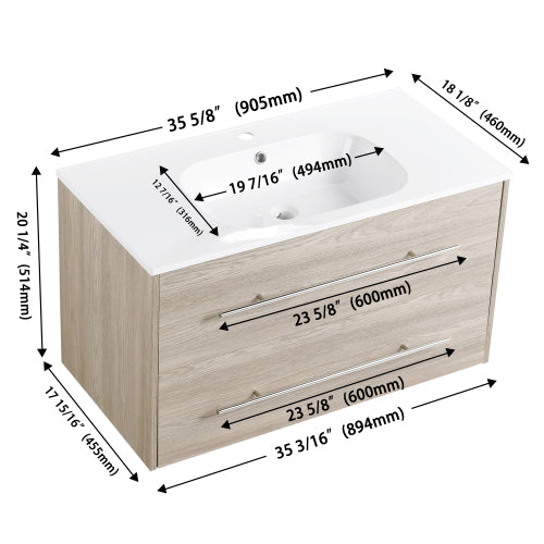 36 Inch Wall Mounted Bathroom Vanity