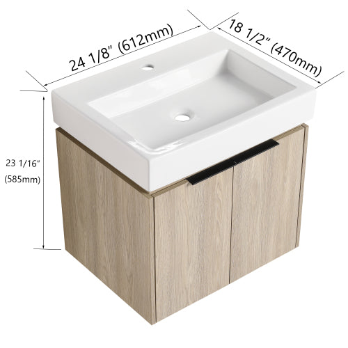 24 Inch Bathroom Vanity With Ceramic Basin