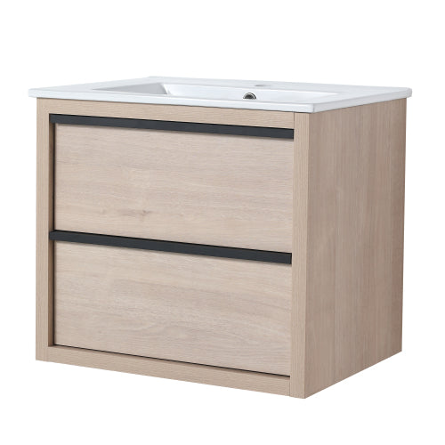 24inch Bathroom Vanity with 2 Soft Close drawers, White Ceramic Basin