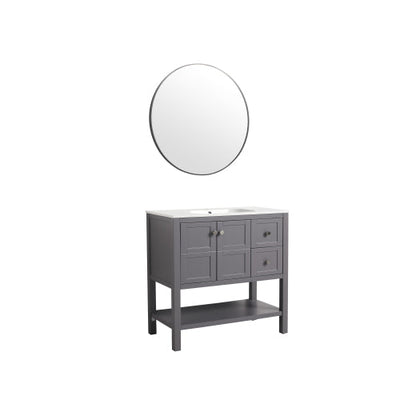 36 inch Bathroom Vanity With Soft Close Drawers and Gel Basin