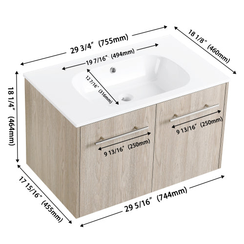 30 Inch Wall Mounted Bathroom Vanity