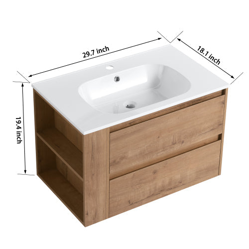 30 Inch Wall Mounting Bathroom Vanity With Gel Sink