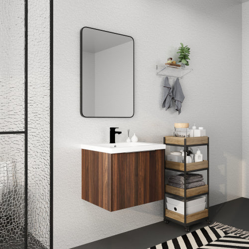 24 Inch Bathroom Cabinet With Sink,Soft Close Doors,Float Mounting Design For Small Bathroom