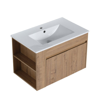 30 Inch Bathroom Vanity With White Ceramic Basin and Adjust Open Shelf