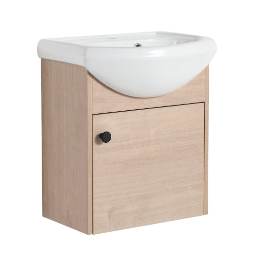 18 Inch Small Size Bathroom Vanity With Ceramic Sink,Wall Mounting Design