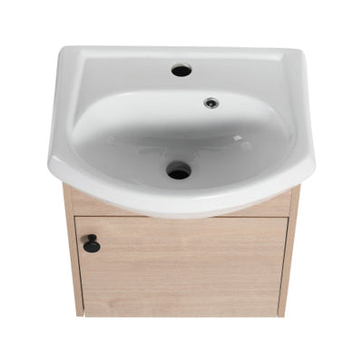 18 Inch Small Size Bathroom Vanity With Ceramic Sink,Wall Mounting Design