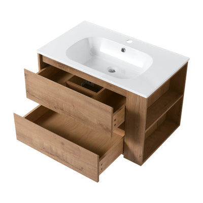 30 Inch Wall Mounting Bathroom Vanity With Gel Sink