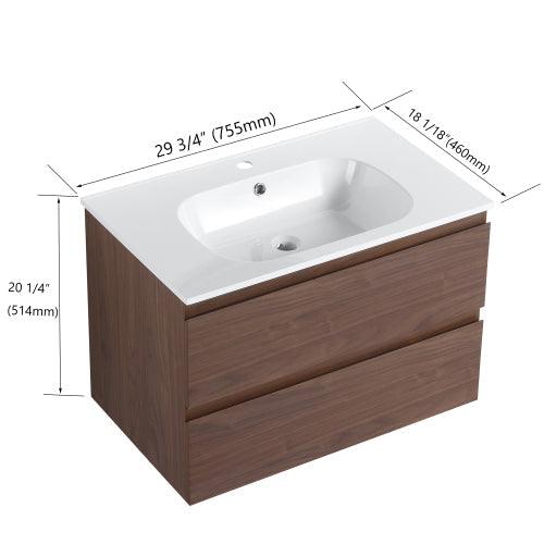 30inch Bathroom Vanity With Gel Basin Top