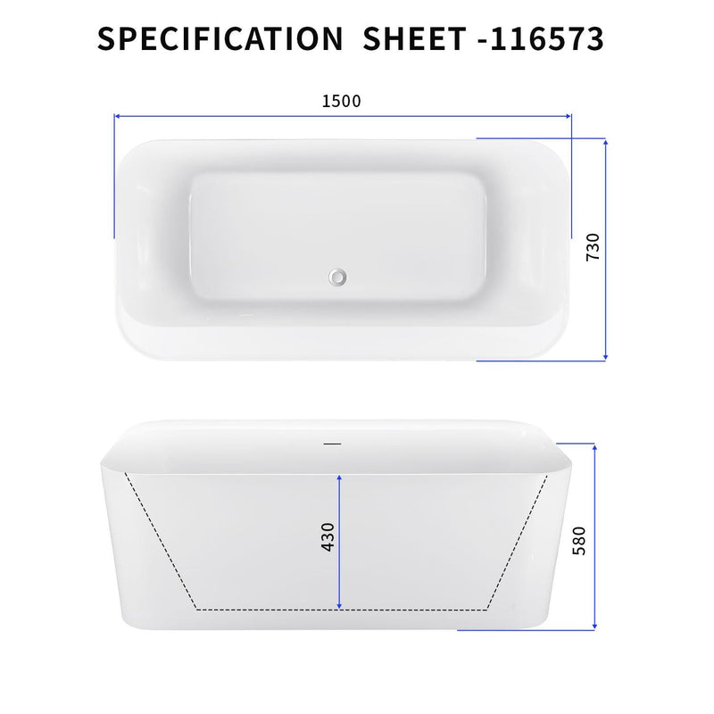 29-in W x 59-in L White Acrylic Freestanding Soaking Bathtub