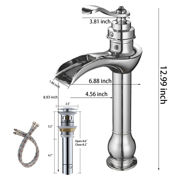 Single Handle Single Hole Bathroom Faucet Pop-Up Drain Included and Supply Lines