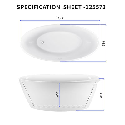 29-in W x 59-in L White Acrylic Freestanding Contemporary Soaking Bathtub