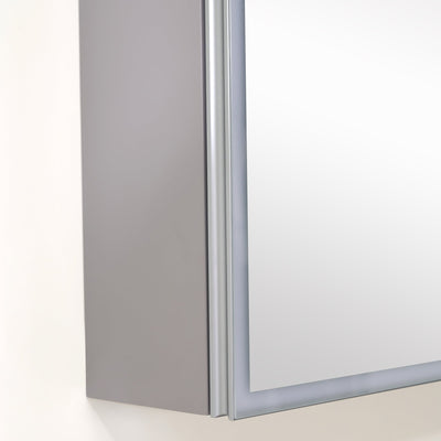 30 in. W x 28 in. H Rectangular Surface Mount LED Mirror Medicine Cabinet in Gray