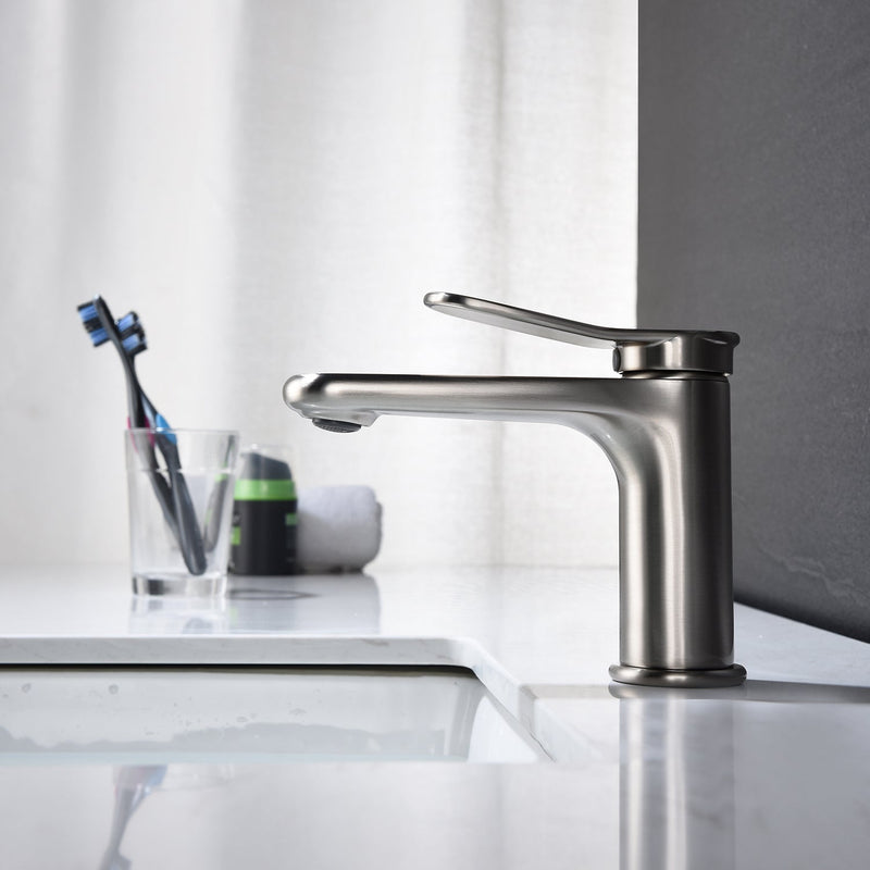 Single Handle Sink Brushed Nickel Vanity Bathroom Faucet