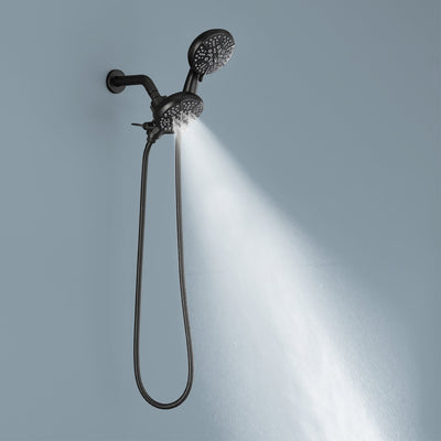 4.72 in. 5-Spray Patterns with 2.5 GPM Wall Mount Dual Shower Heads in Matte Black