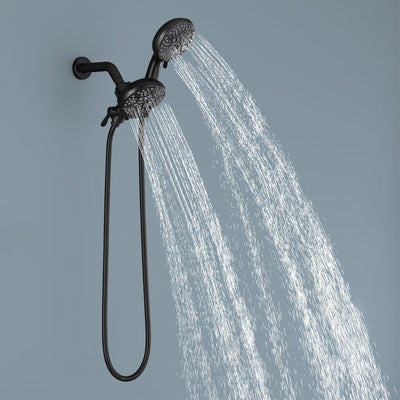 4.72 in. 5-Spray Patterns with 2.5 GPM Wall Mount Dual Shower Heads in Matte Black