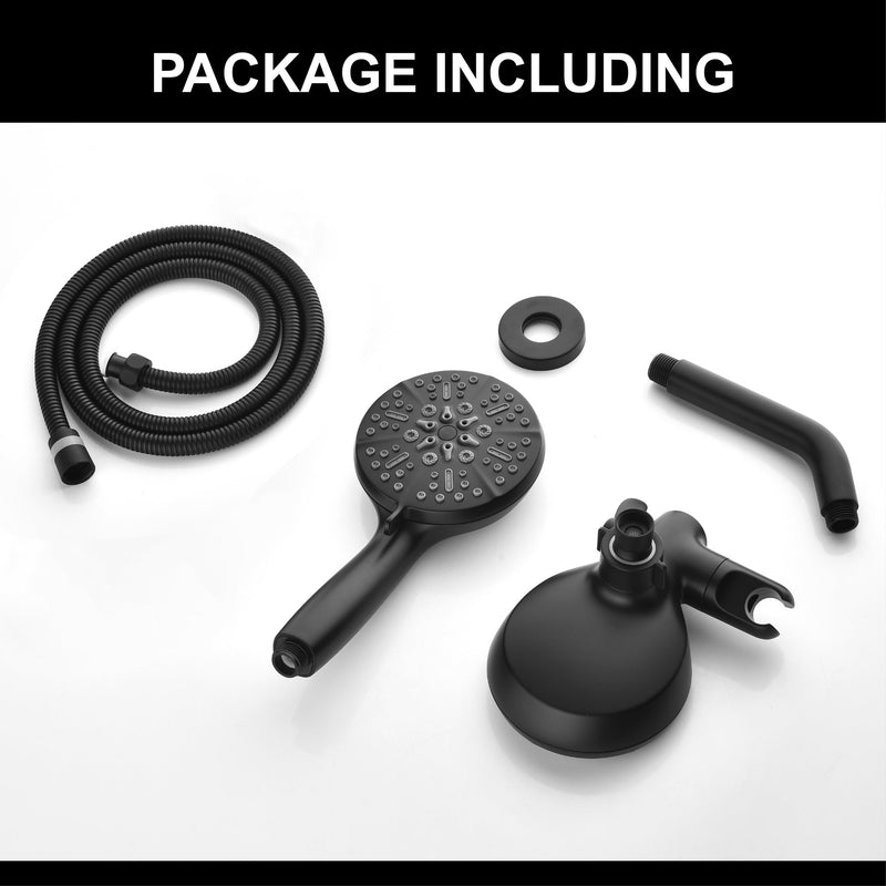 4.72 in. 5-Spray Patterns with 2.5 GPM Wall Mount Dual Shower Heads in Matte Black