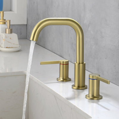 8 in. Widespread Double Handle Brass 3 Hole Bathroom Sink Faucet