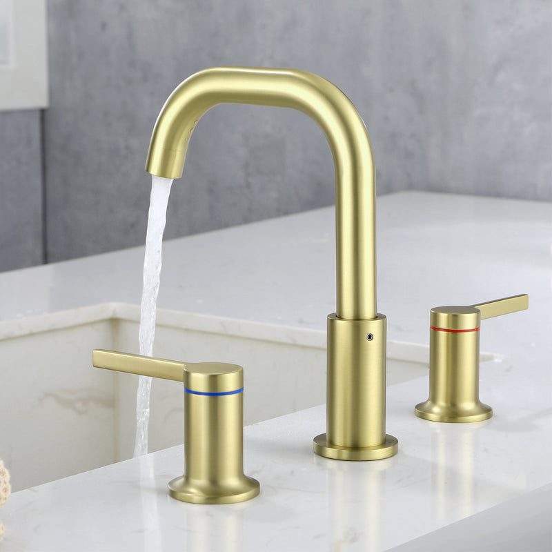 8 in. Widespread Double Handle Brass 3 Hole Bathroom Sink Faucet