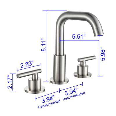 8 in. Widespread Double Handle Bathroom Faucet with 360-Degree Rotation