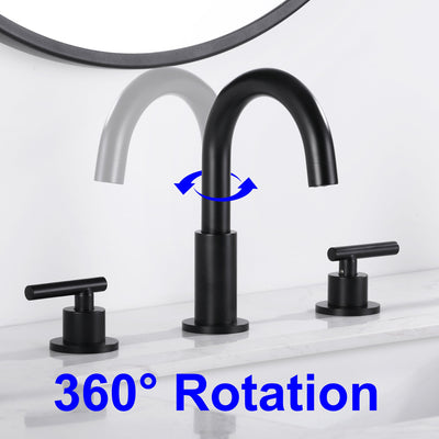 8 in. Widespread Double Handle Brass Bathroom Faucet with 360-Degree Rotation