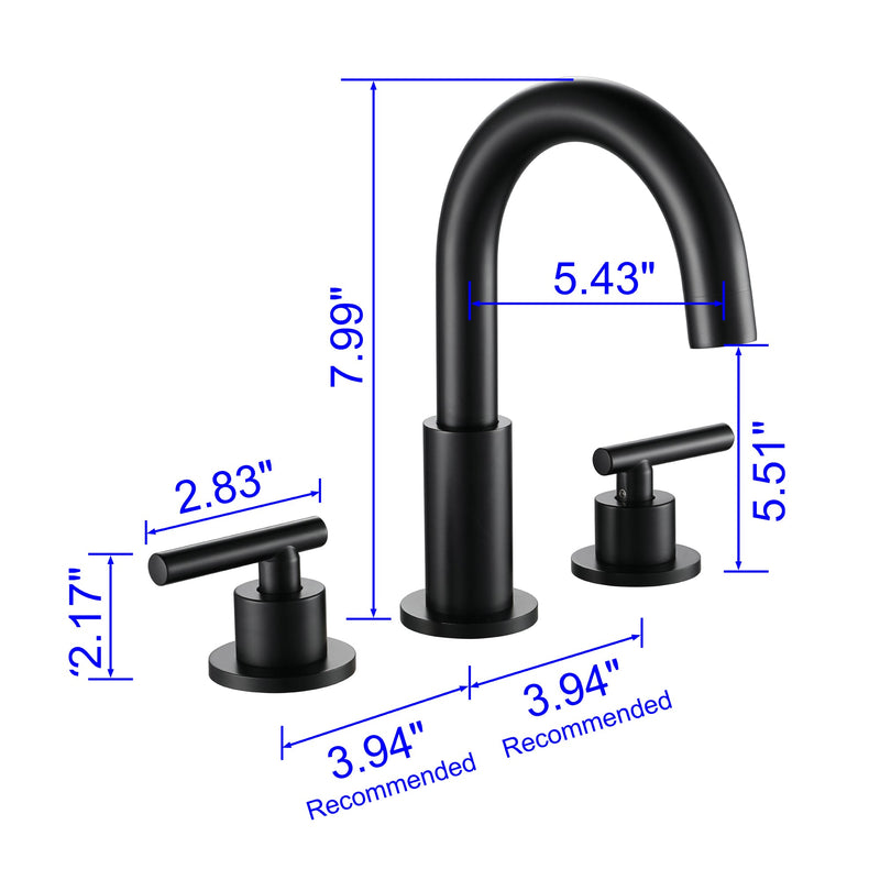 8 in. Widespread Double Handle Brass Bathroom Faucet with 360-Degree Rotation