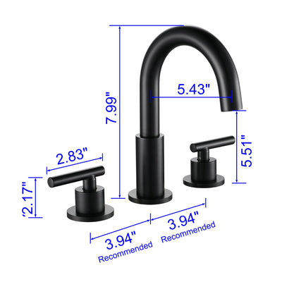 8 in. Widespread Double Handle Brass Bathroom Faucet with 360-Degree Rotation