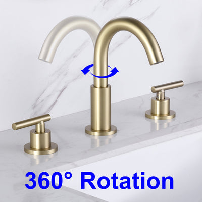 8 in. Widespread Double Handle Brass Bathroom Faucet with 360-Degree Rotation