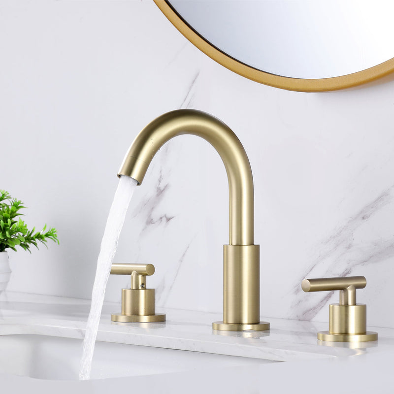 8 in. Widespread Double Handle Brass Bathroom Faucet with 360-Degree Rotation